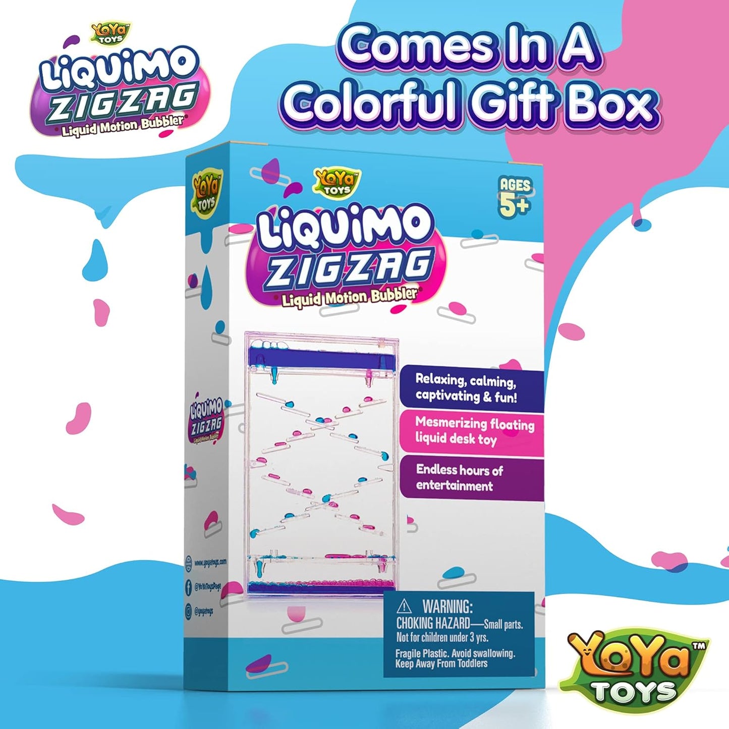 YoYa Toys Liquimo Liquid Zig Zag Motion Bubbler for Kids and Adults - Satisfying Toys for Calming Stress and Anxiety Relief - Fidget Dropping Toy Can Be Used As Colorful Office Desk Toy Timer