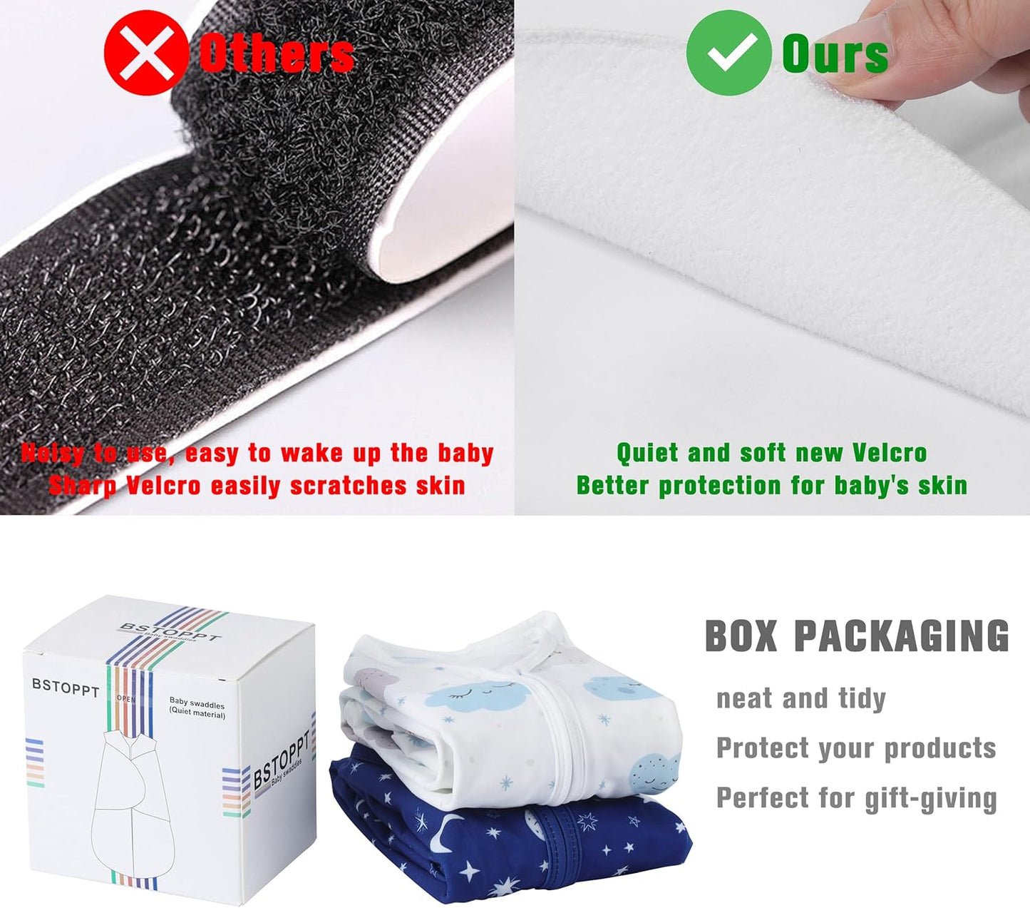 Newborn Sleep Sack Baby Swaddle,0-3 Months,3-Way Adjustable Wearable Blanket,100% Rayon Cotton Swaddling Sleeping Bag，TOG 0.5（Clouds&Starry Sky）