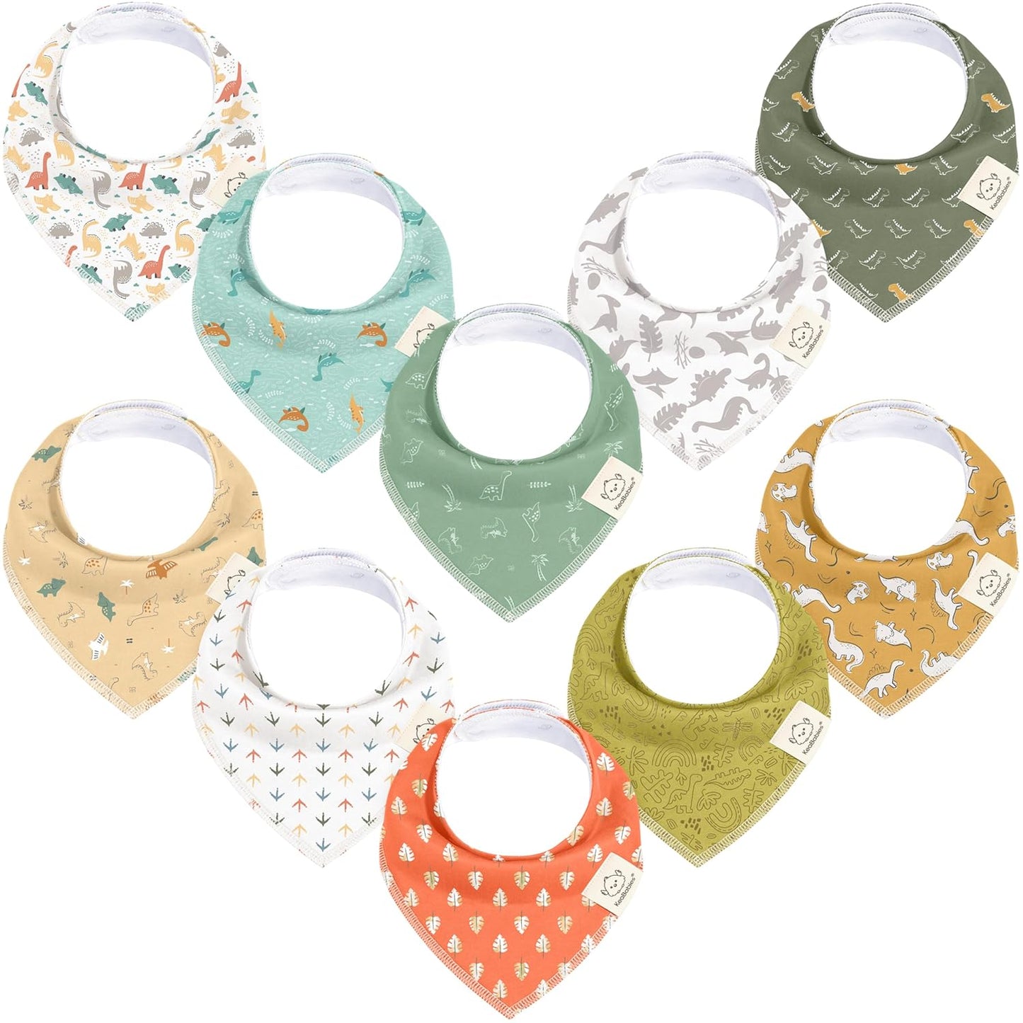 10-Pack Organic Baby Bandana Bibs for Girls - Super Absorbent Triangle Baby Bibs for Drooling and Teething Infant, 100% Cotton Extra Soft for Newborn, Infant 0-36 Months (Mesozoic)