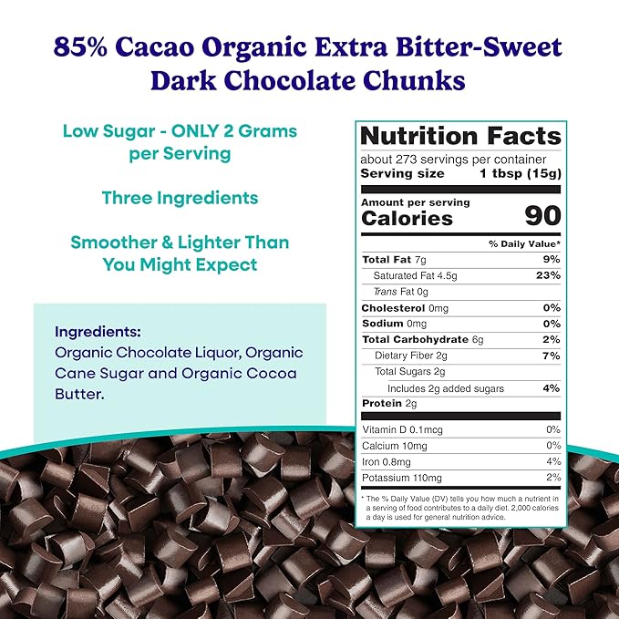 Pascha Bulk Baking Chunks (9 lbs) - 85% Cacao Organic Vegan Extra Bitter-Sweet Dark Cho