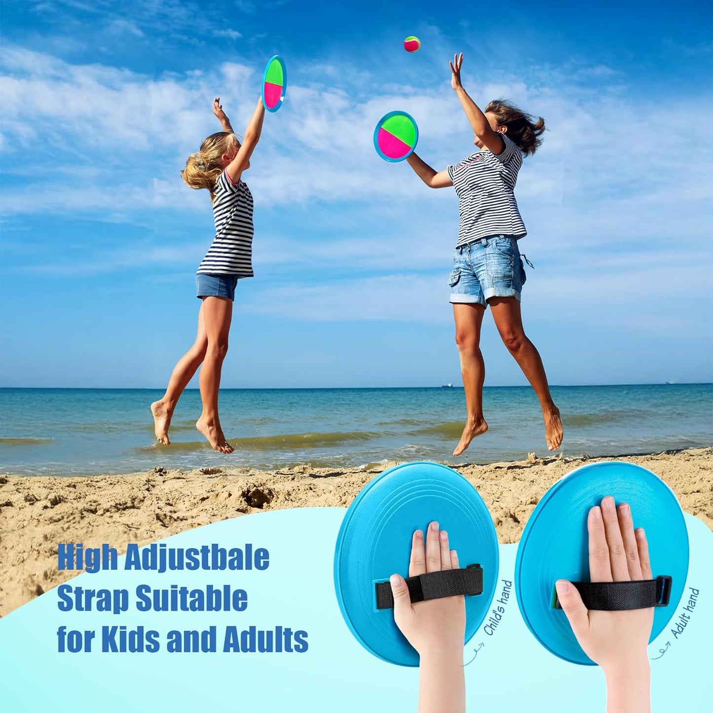 Toss and Catch Ball Set 6 Pack - Beach Toys Pool Toys Outdoor Games for Family Toddlers Kids Adults - Outside Yard Game - Classic Birthday Gift for 3 4 5 6 7 8 9 10 11 12+ Years Old Boys Girls