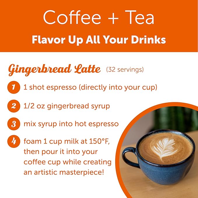 Shaker & Spoon Gingerbread Cocktail Syrup, 16 oz Cinnamon, Ginger & Demerara Sugar Flavored Syrups for Drinks, Coffee Syrup, Vegan Cocktail Mixers, Gingerbread Latte, Teas, Mocktails, Non Alcoholic Drinks