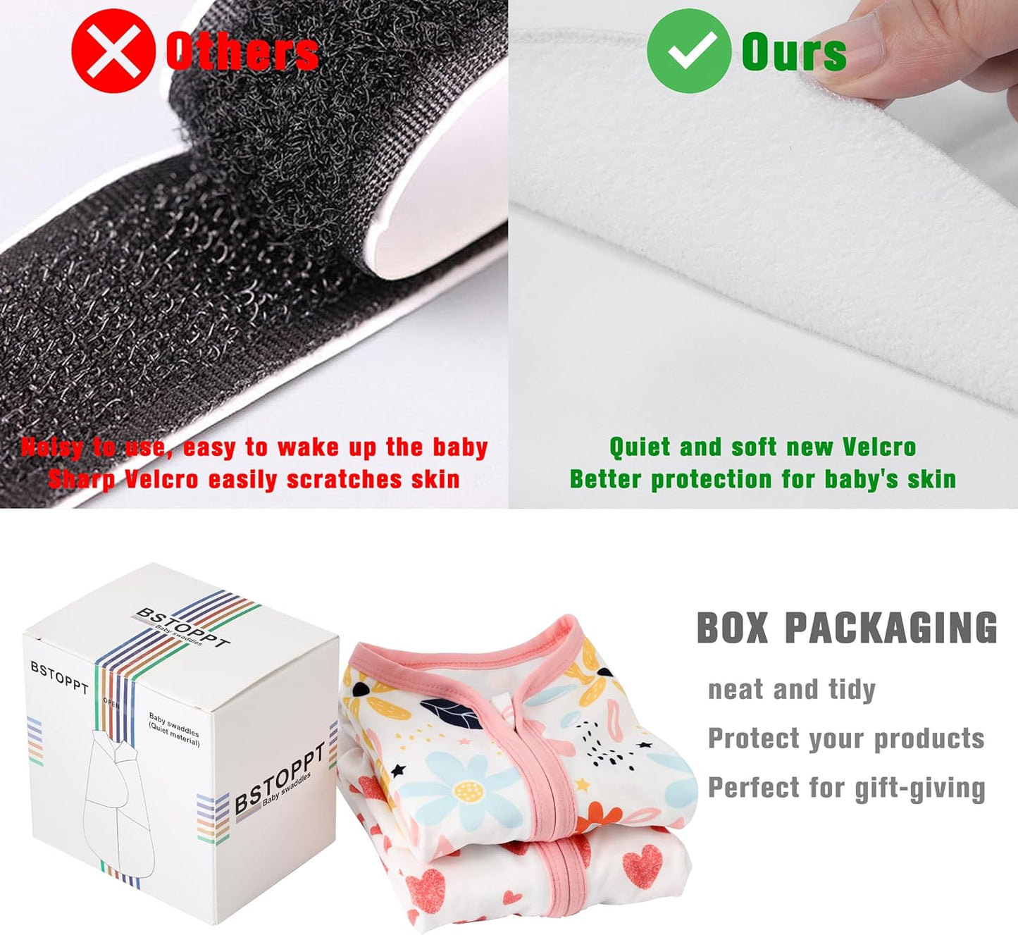 Newborn Sleep Sack Baby Swaddle,3-6 Months,3-Way Adjustable Wearable Blanket,100% Rayon Cotton Swaddling Sleeping Bag，TOG 0.5（Heart&Floral）