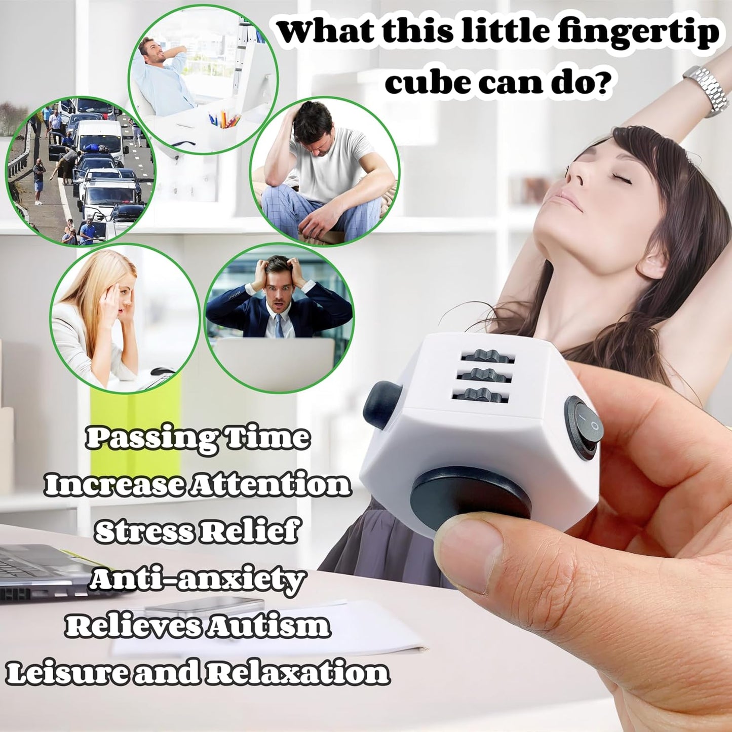 Stress Relief Fingertip Cube Fidget Toys,Fidgets UFO Cube/Relaxing Magic Cube Hand-Held Toys for Adults and Children, Killing Time Cool Fidget Block for ADD/ADHD/ Fidget Gadget UFO Cube Gifts (White)