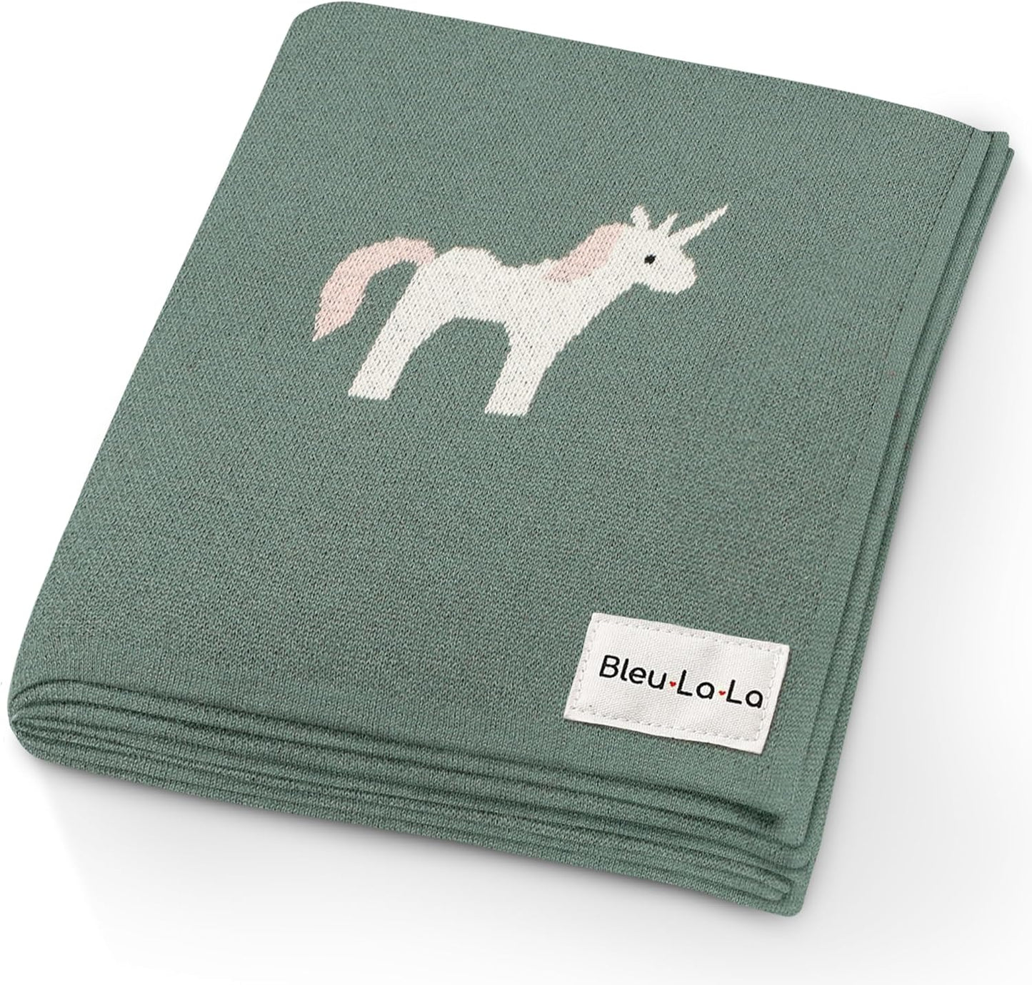 Receiving Blanket for Baby Girls and Boys 100% Cotton Buttery Soft Cozy Receiving Swaddle Crib Stroller Blanket for Shower Gift Registry for Newborns, Infants, Toddlers (Unicorn - Sage)