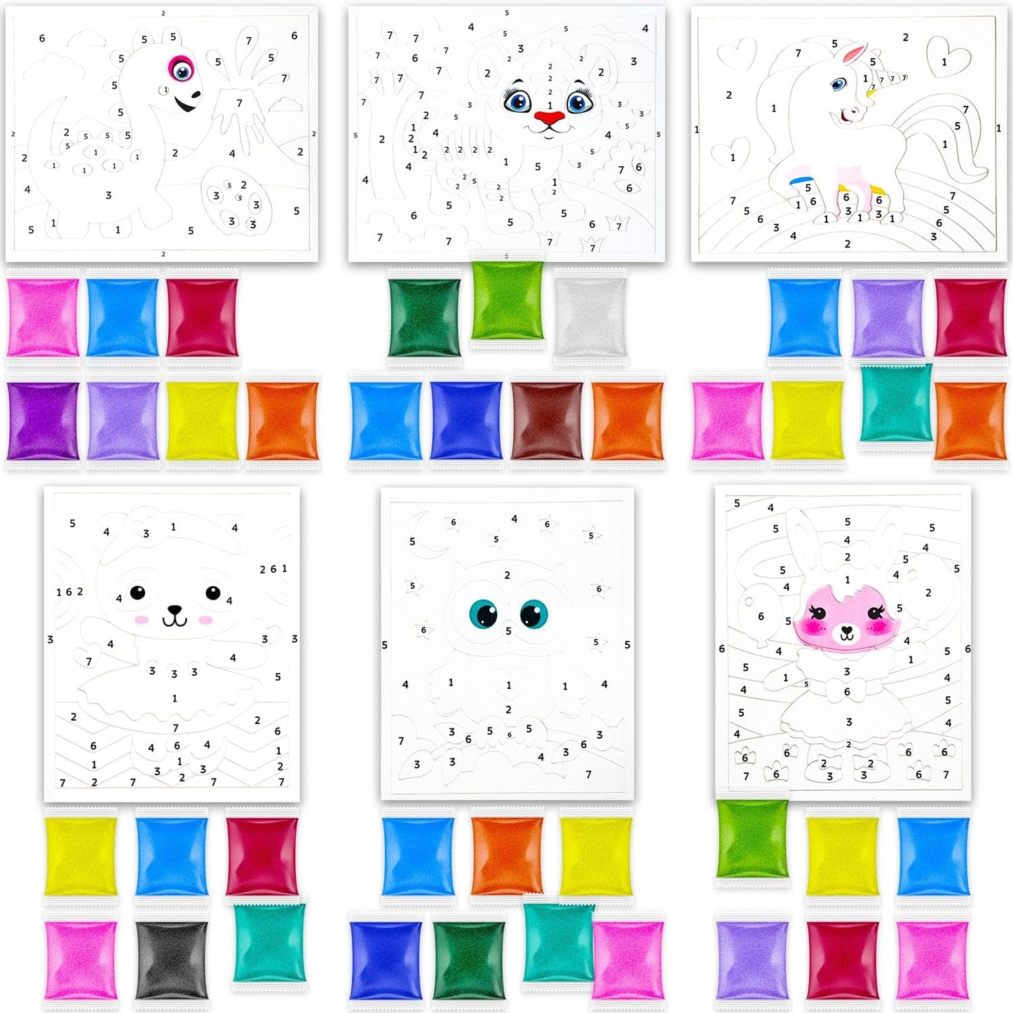 Sand Art Pictures Craft Sand - Сolor Sand Painting - Color Splash Sand Art Pictures Kids - Sticker Art Sheets Peel and Stick – Colored Sand Art Kit