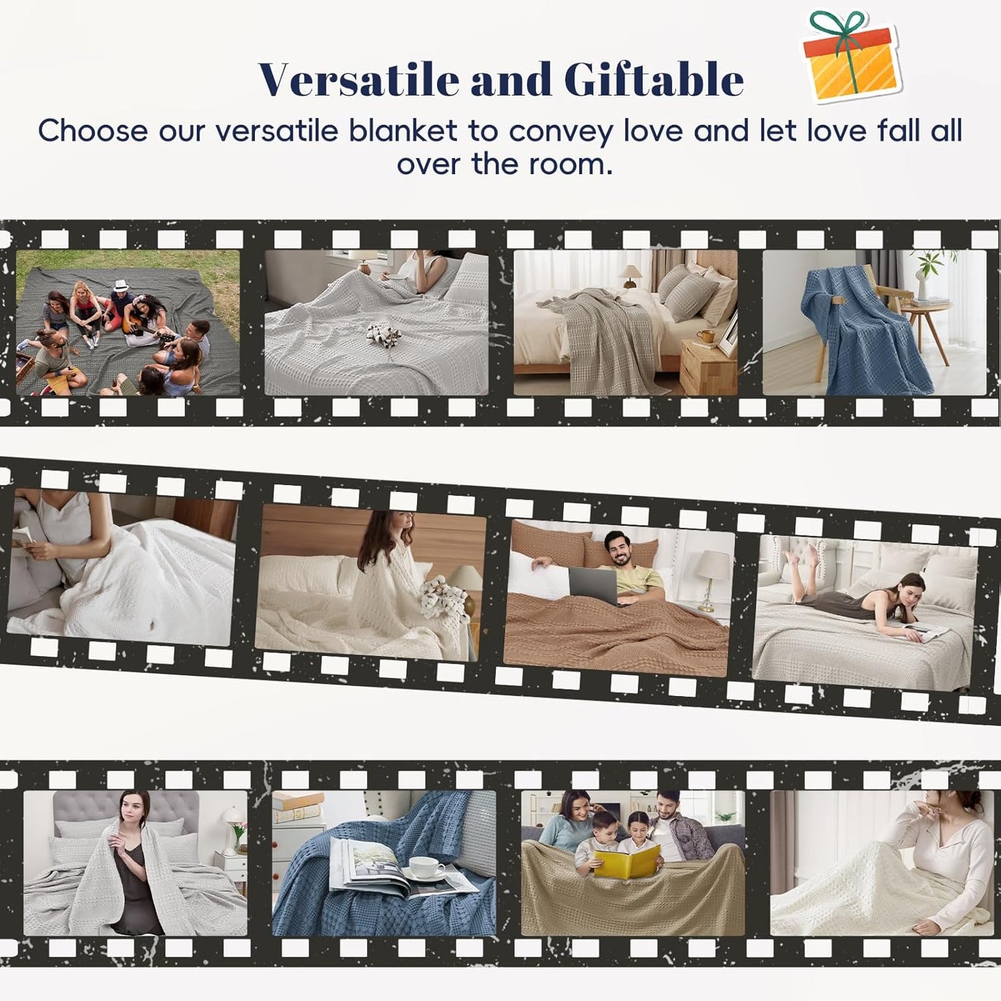 PHF 100% Cotton Waffle Weave Blanket Queen Size, Soft Lightweight Breathable Cozy Summer Blankets for Bed, Luxury Aesthetic Woven Bedding for Home Decor, 90"x90", Capulet Olive