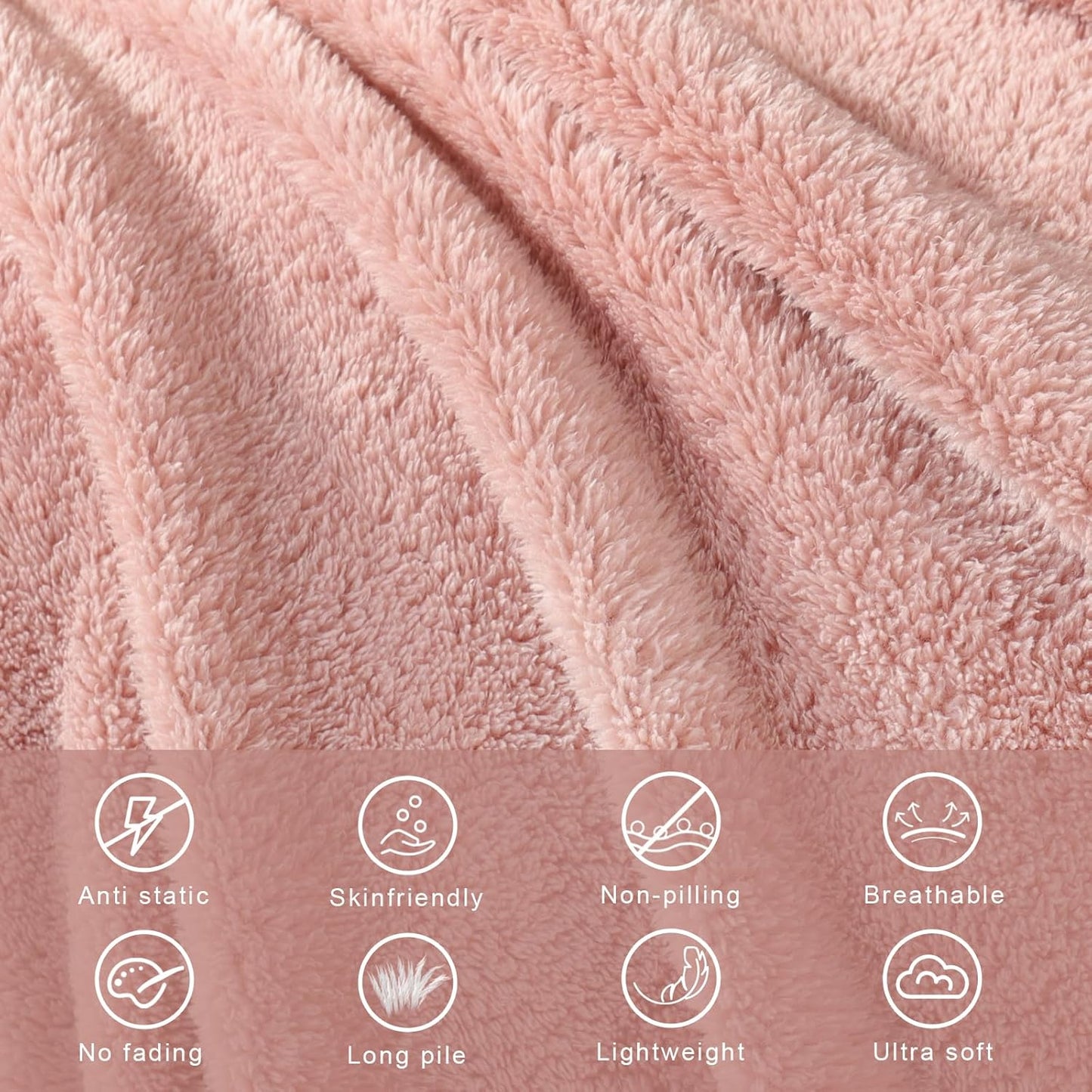 Exclusivo Mezcla Soft Fleece Throw Blanket for Couch, Super Soft Velvet Plush Bed Blanket, Fuzzy Cozy and Warm for All Seasons, 50x60 Inches, Pink