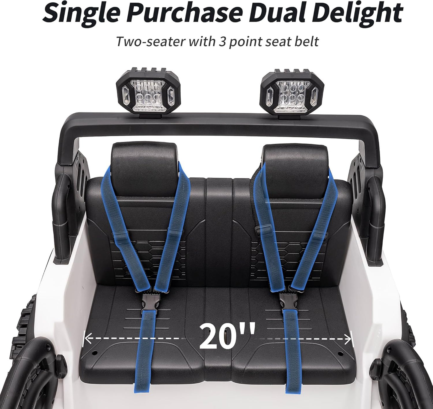 2 Seater Ride on Car Truck, 12V Kids Electric Ride on Toy for Big Kids Age 3-8 w/Remote Control- White