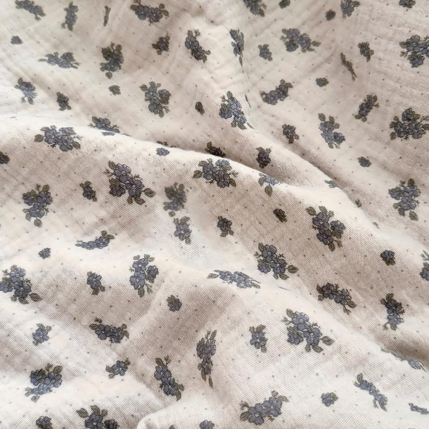 BuLuTu Blue Orchid Flower with Dots Design Kids Pillow Case Standard Size, 20"x26", 1 pc, Soft Breathable Cotton Muslin Pillowcase Durable Pillow Cover for Children Bed, All Seasons