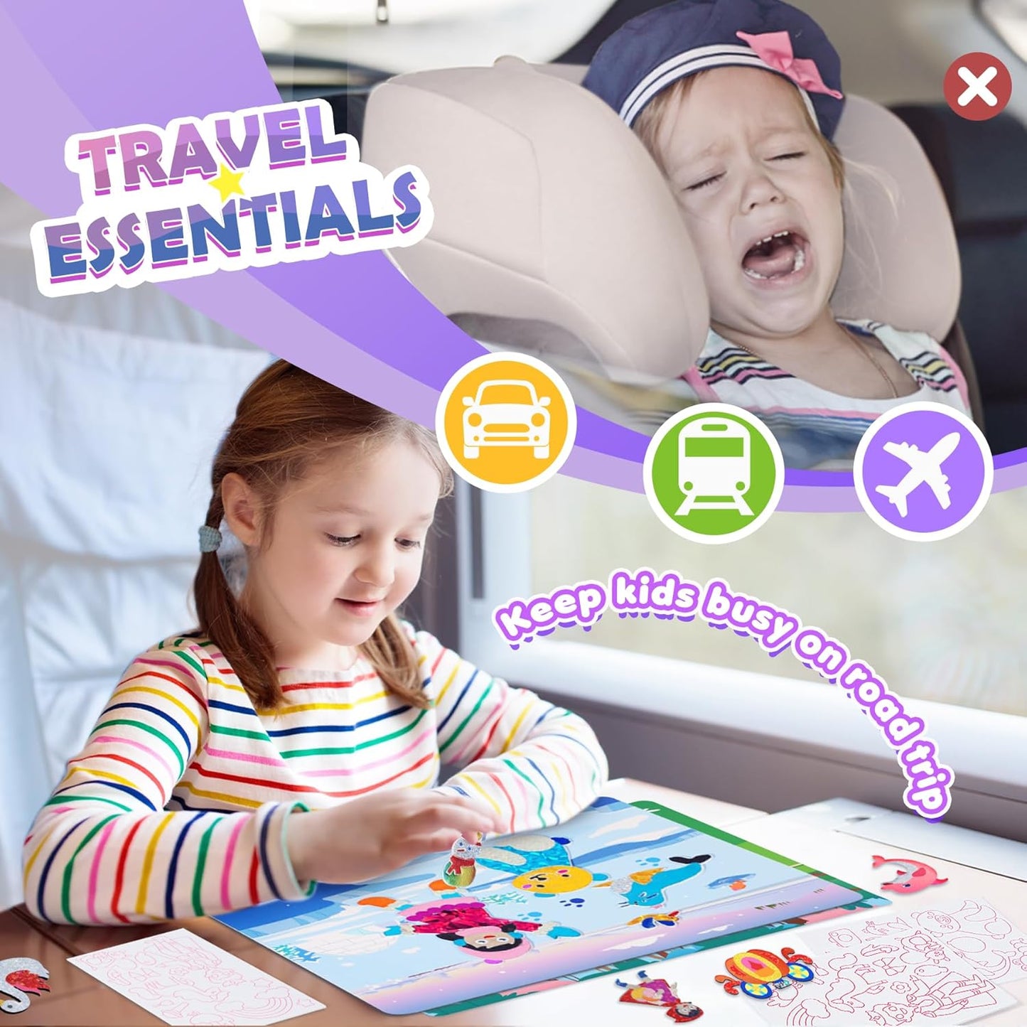 Foil Arts and Crafts for Kids Ages 4-8, Large Size Princess Fun Foil Art Craft Supplies Kits, No Mess DIY Creative Activity Travel Toys, Foam Sticker Coloring Books,Party Favor Birthday Gifts for Kids