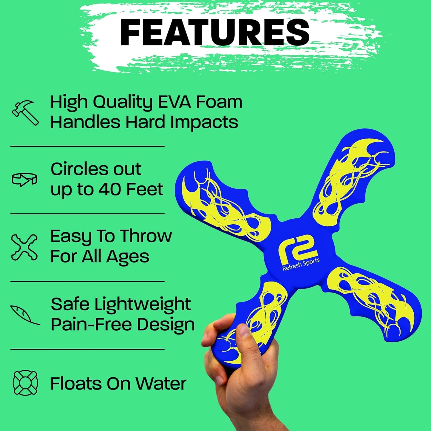 Fun Boomerang - Kids Outdoor Flying Disc Game - Soft & Easy to Use - Birthday Gifts for Boys & Girls All Ages - Best Boy Gifts for 6 7 8 9 10 Year Old Boys + 2025 Top Toys for Age 8-12 Boy Gift Ideas