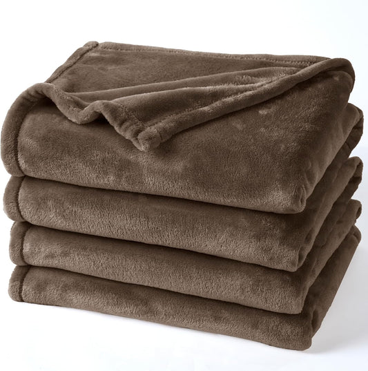 PHF Ultra Soft Fleece Blanket Twin Size, No Shed No Pilling Luxury Plush Cozy 300GSM Lightweight Blanket for Bed, Couch, Chair, Sofa Suitable for All Season, 66" x 90", Cocoa Brown