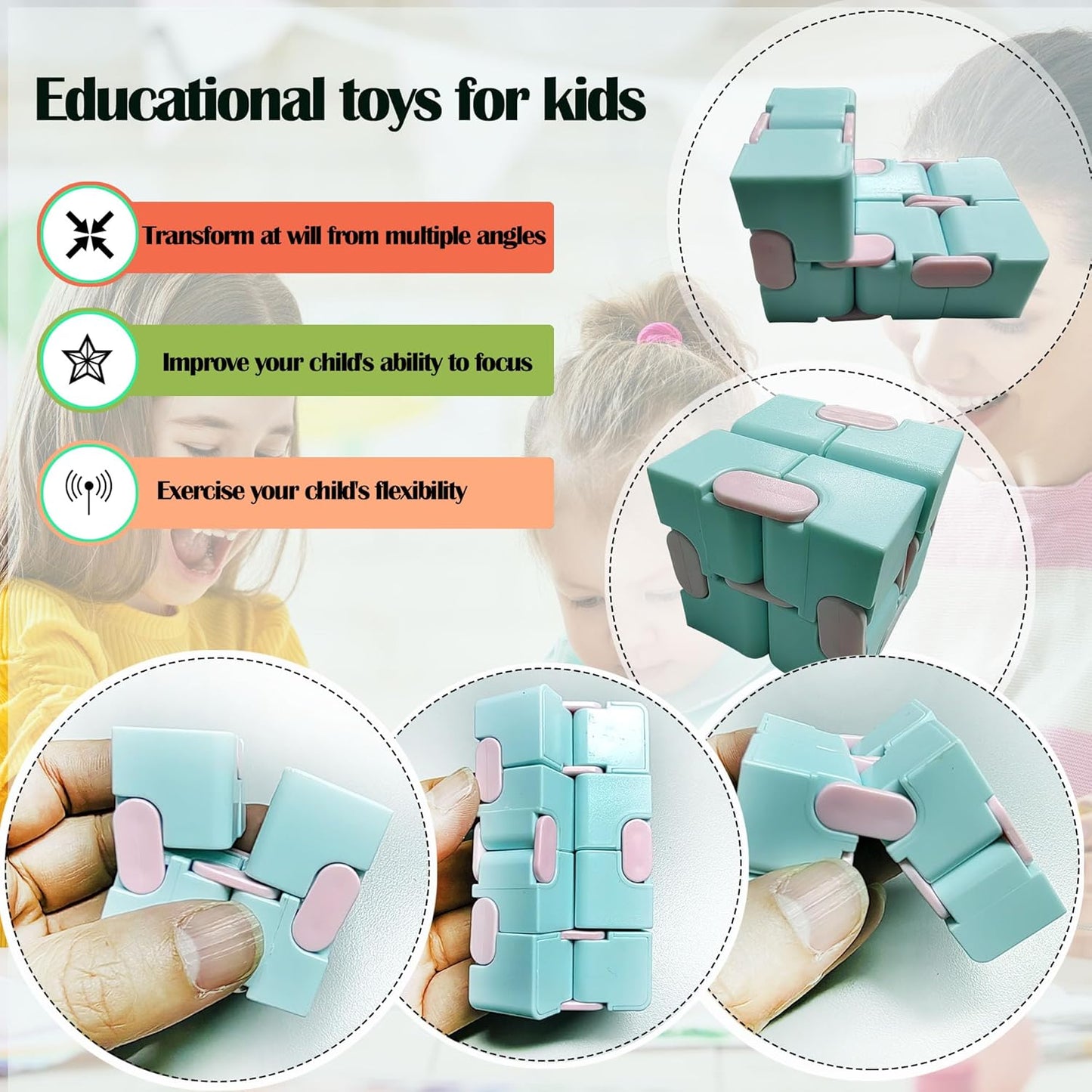 7 Pack Stress Relief and Anxiety Relief Fidget Toys,Flippy Chain,Marble Mesh,Infinity Cube