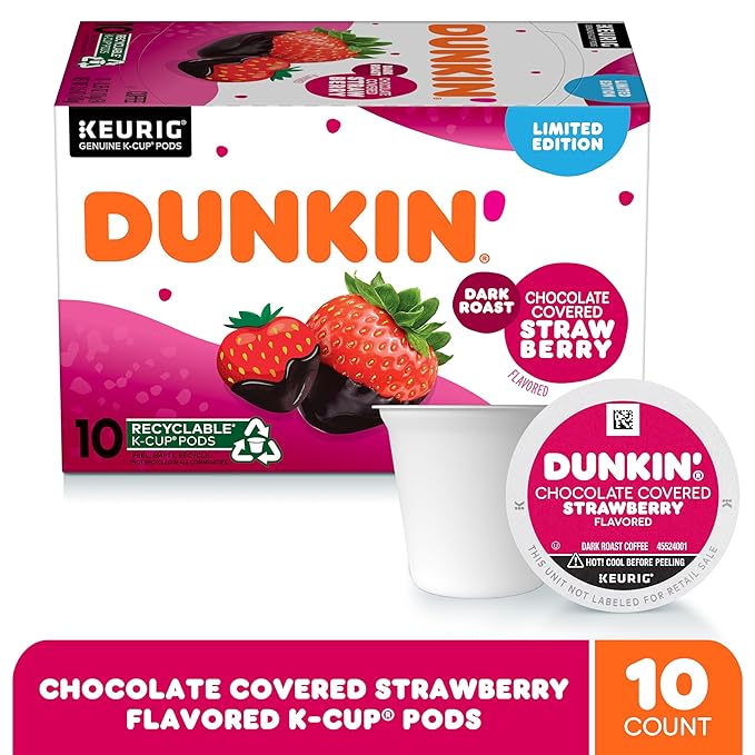 Dunkin' Chocolate Covered Strawberry Flavored Coffee, 60 Keurig K-Cup Pods