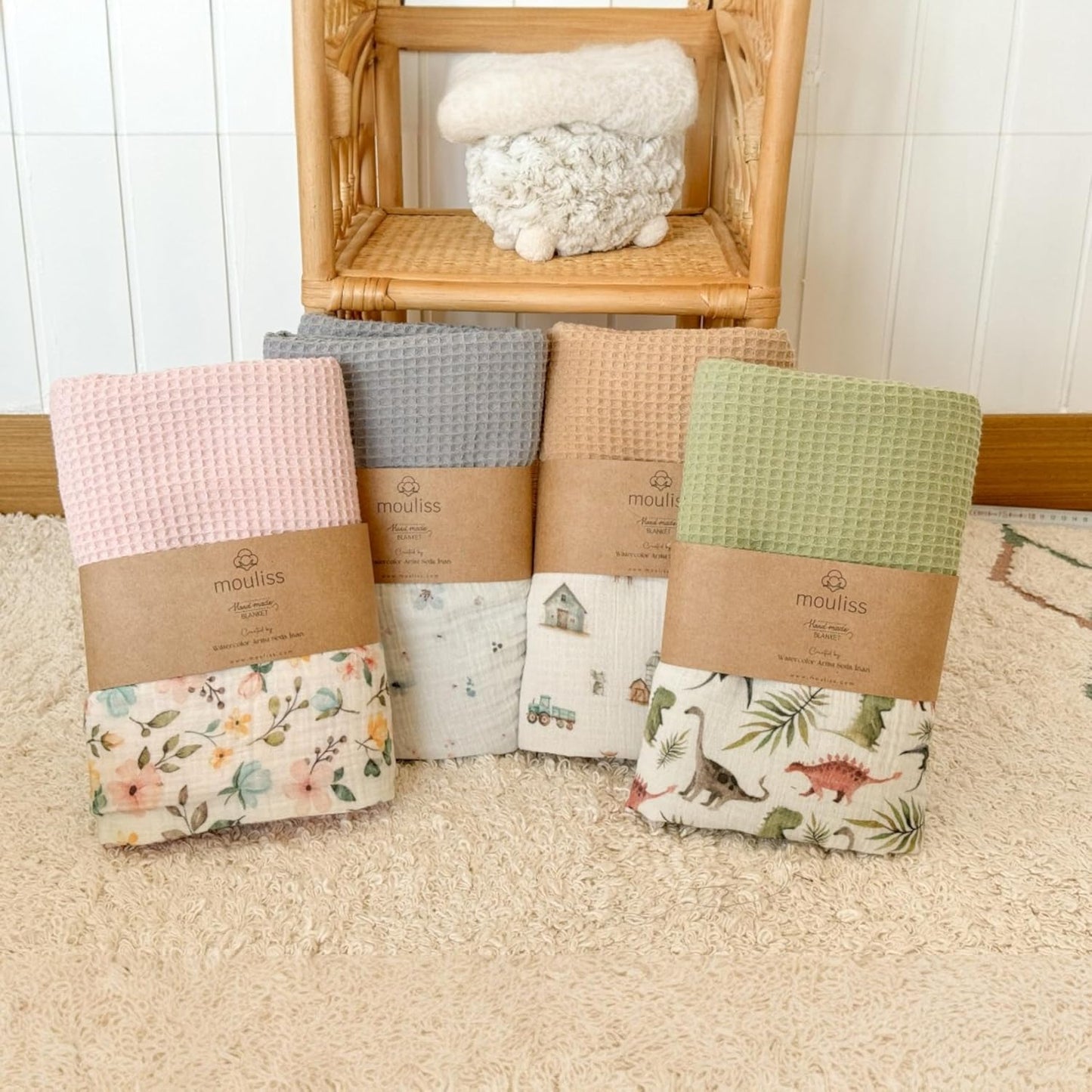 Personalized Baby Blanket with Name – Handmade 100% Organic Cotton Newborn Gift | Custom Knit Blanket for Boys, Girls, Kids & Baby Showers