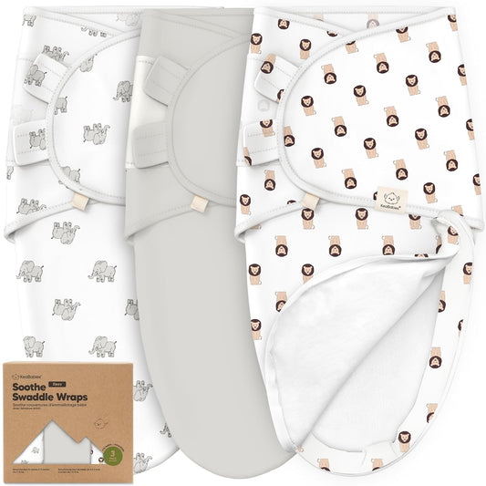 Baby Swaddle Sleep Sacks with Zipper - 3-Pack Swaddles for Newborns 0-3 Months, Infant, Baby Girls, Boys, Soft & Durable Newborn Sleep Sack, Easy Diaper Change Swaddling Blanket (The Wild 2)