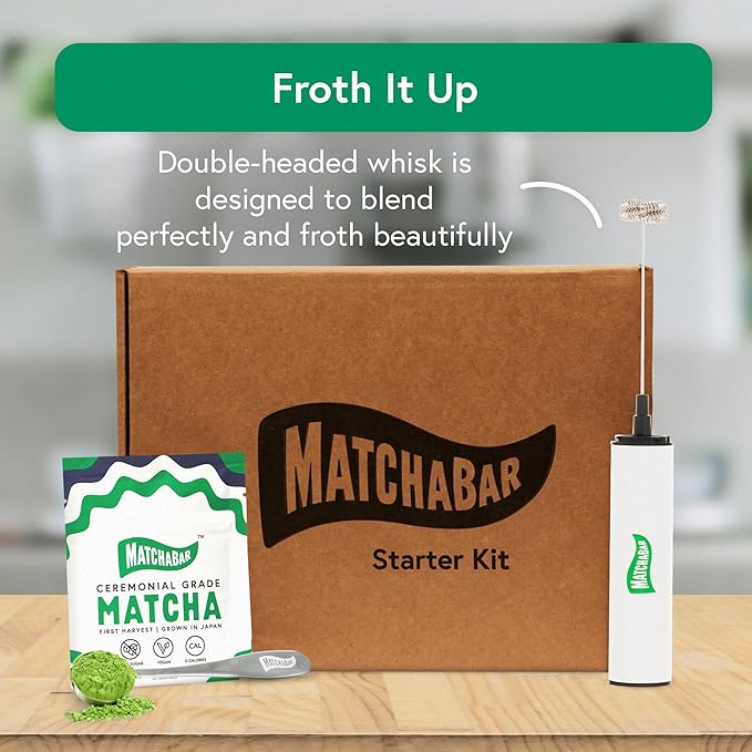 MatchaBar Electric Milk Frother Hand Blender - Stainless Steel Electric Matcha Whisk, Handheld Drink Mixer for Coffee, Greens & Protein - Easy to Clean USB Rechargeable High-Speed Immersion Blender