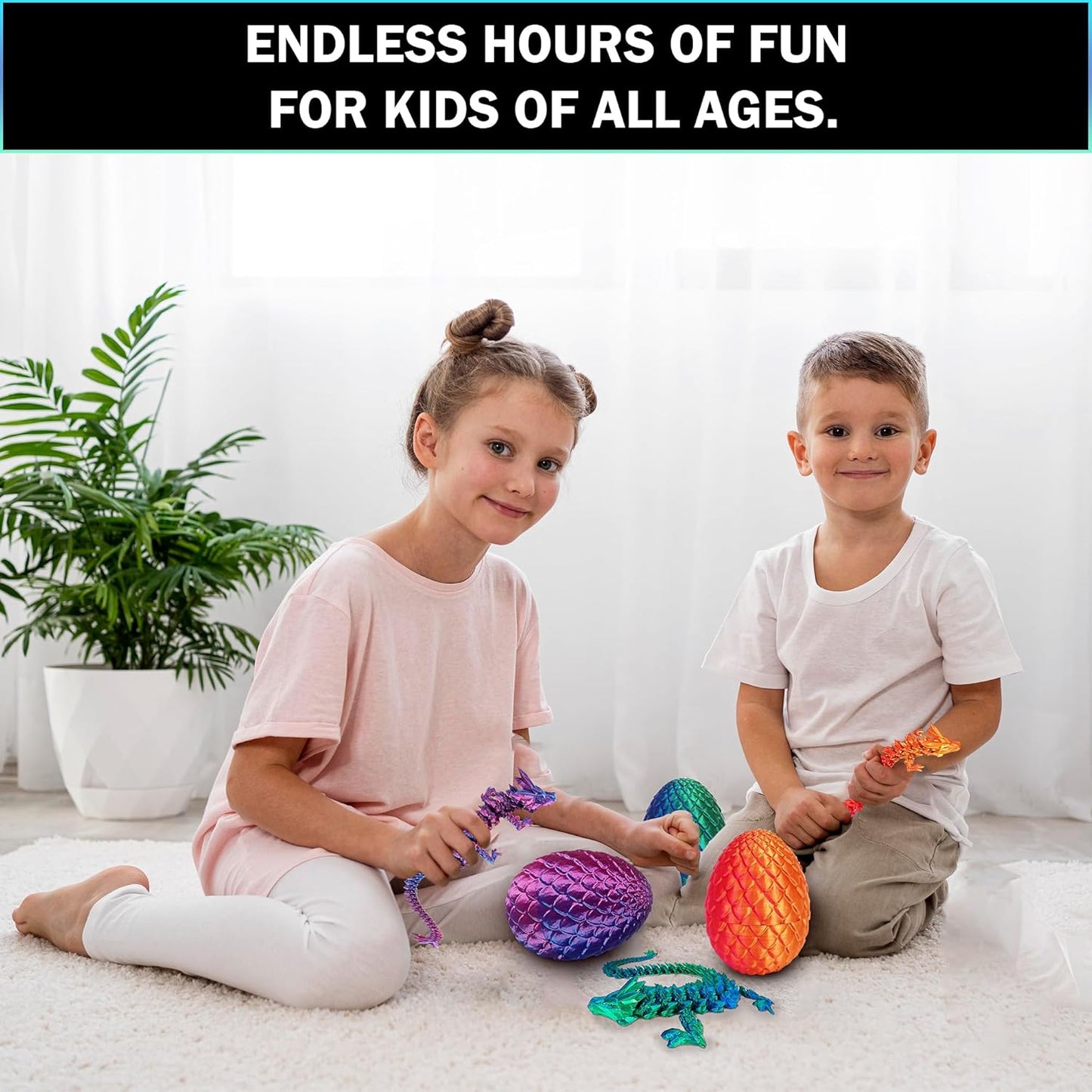 3D Printed Dragon in Egg, Full Articulated Dragon Crystal Dragon with Dragon Egg, Home Office Decor Executive Desk Toys, Adults Fidget Toys,12 Inches. (Laser Purple)