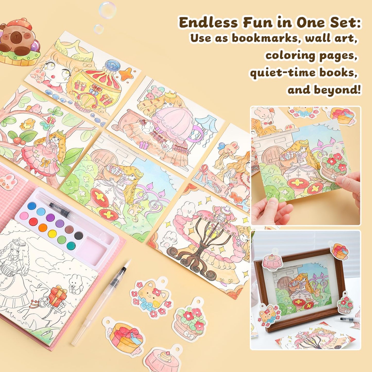 Paint with Water Coloring Books for Kids Ages 3-5, 4-8 – Cute Coloring Book for Teens,Arts and Crafts for Kids Ages 3 4 5 6 7 8+, Birthday Gift Toys for Girls Boys,Travel Toys -Princess