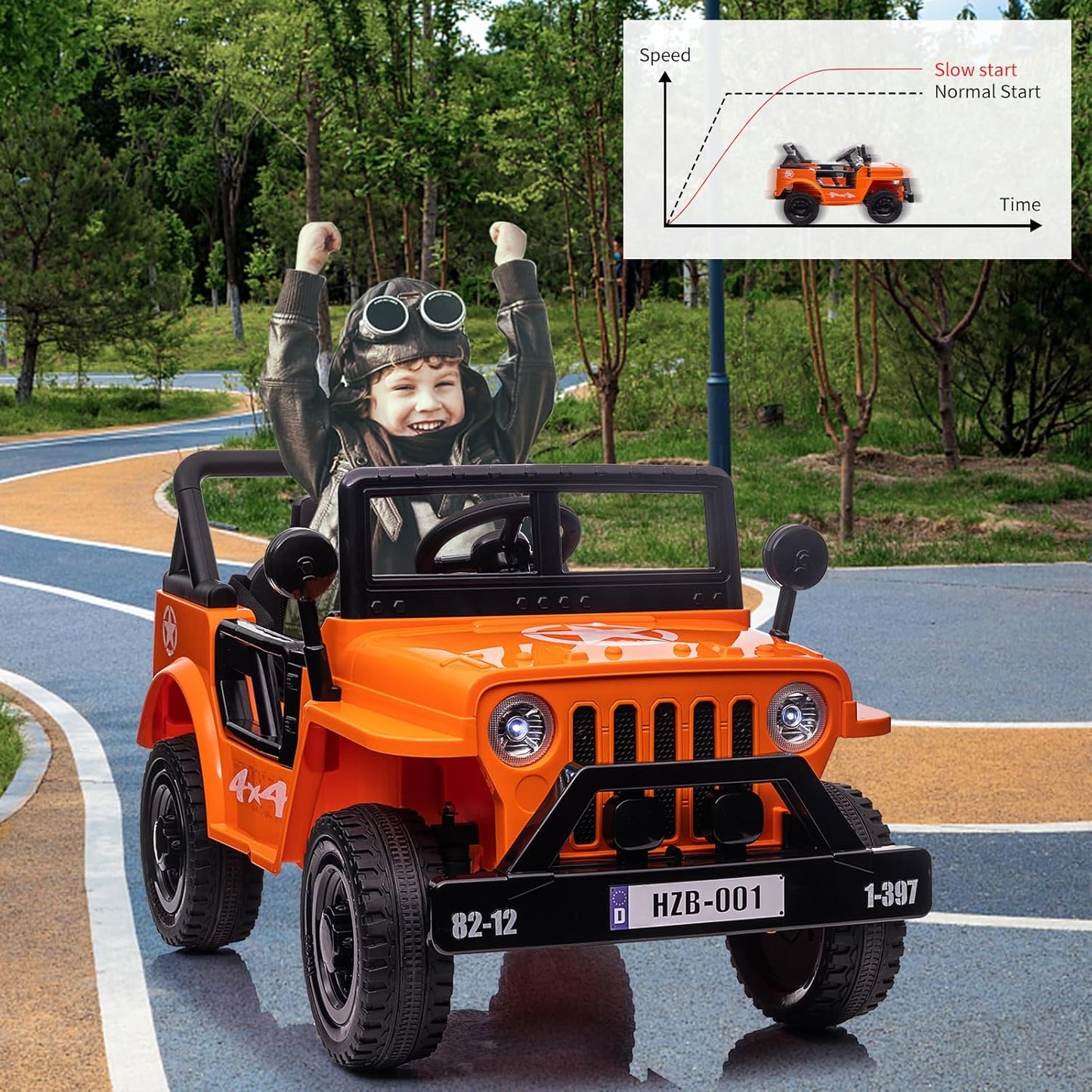 Ride on Truck Car, 12V Electric Ride on Car with Remote Control, MP3, LED Lights, Suspension System, Double Doors, Safety Belt, Ride-on Toy for Kids Aged 3-8 Years