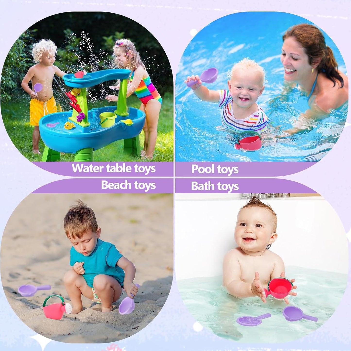 Small Soft Bath Toys for Toddlers 1-3 - Super Easy to Clean Water Table Toys Baby Tub Swimming Pool Toy Fun Tactile Training Newborn Gifts, 3Packs (Pink)