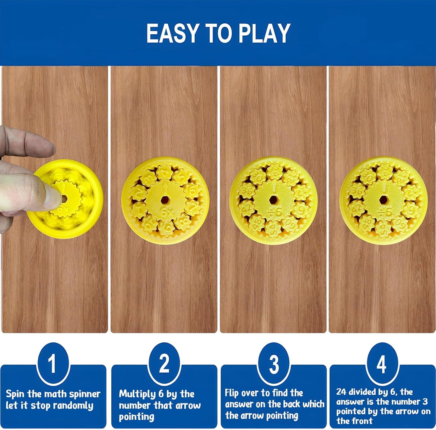 Math Fidget Spinners - 3D Printed, Educational Math Fact Fidget Spinner Toy - Learn Multiplication and Division - Perfect for Kids, Stimmers & Fidgeters (9pcs)