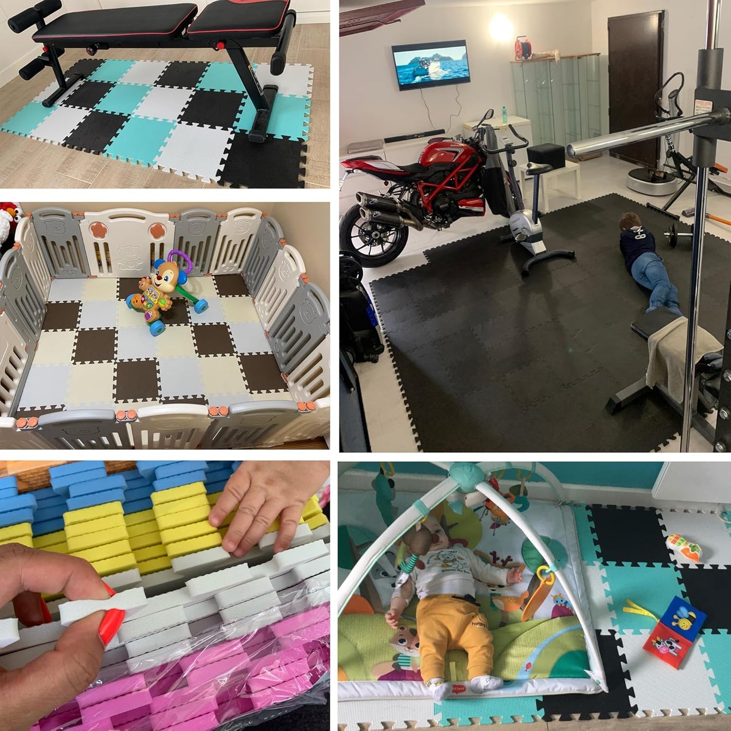 MQIAOHAM® 25 Pieces Puzzle Play Mats, Soft Baby Play Mat, Kids Interlocking Foam Floor Tiles, Toddlers Carpet Playmats G301025-101105112