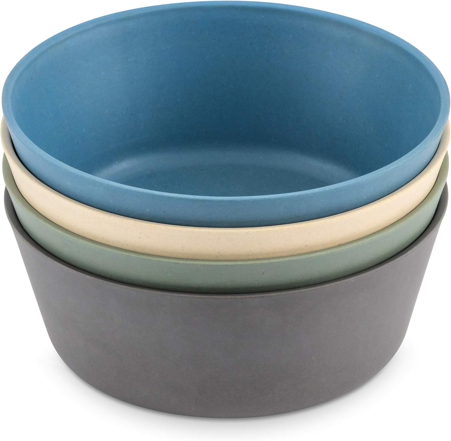 WeeSprout Bamboo Kids Bowls, Set of Four 10 oz Kid-Sized Bamboo Bowls, Dishwasher Safe Kid Bowls (Blue, Green, Gray, & Beige)