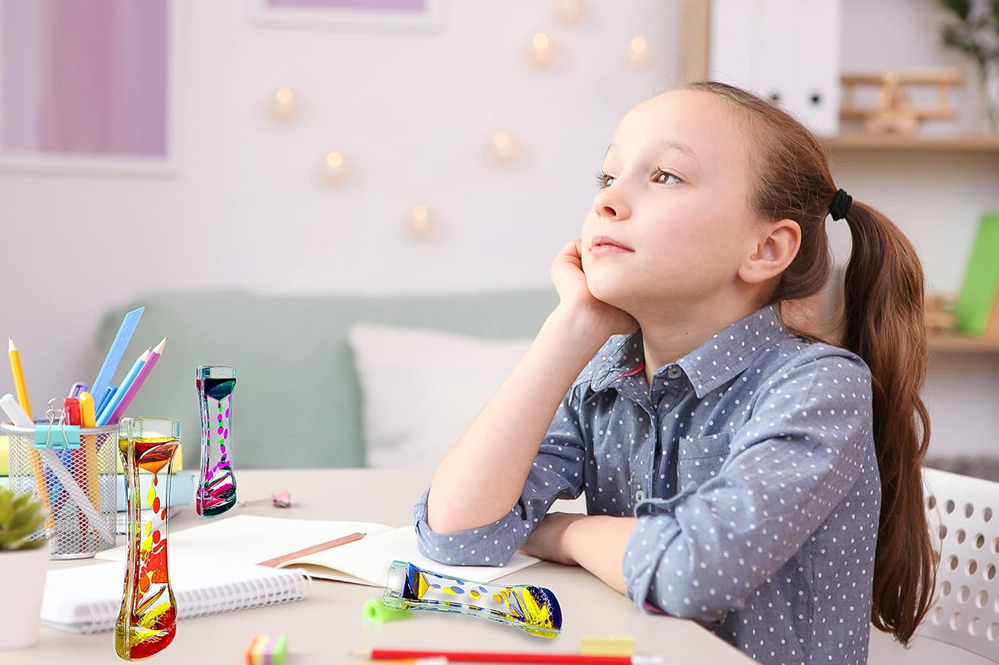 Liquid Motion Bubbler Timer Pack of 10 Hourglass Liquid Bubbler Sensory Toys ADHD Fidget Toy Anxiety Autism Toys Calm Relaxing Desk Toys