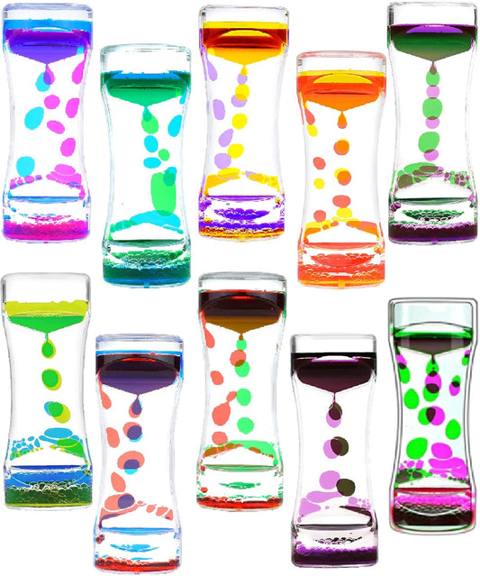 Liquid Motion Bubbler Timer 10 Pack Diamond Shaped Liquid Timer for Fidget Toy,Autism Toys, Children Activity, Calm Relaxing,Penguin Desk Toys and Home Ornament (SF-10 PCS-Liquid Motion Bubble)
