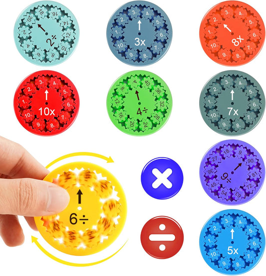 9PCS Math Fidget Spinners,Educational Math Fidget Spinner Fit for Stimmers & Fidgeters in Home ＆School,Math Spinners Fidget Toys for Kids 3+ ,Math Fidget Toy Multiplication &Division