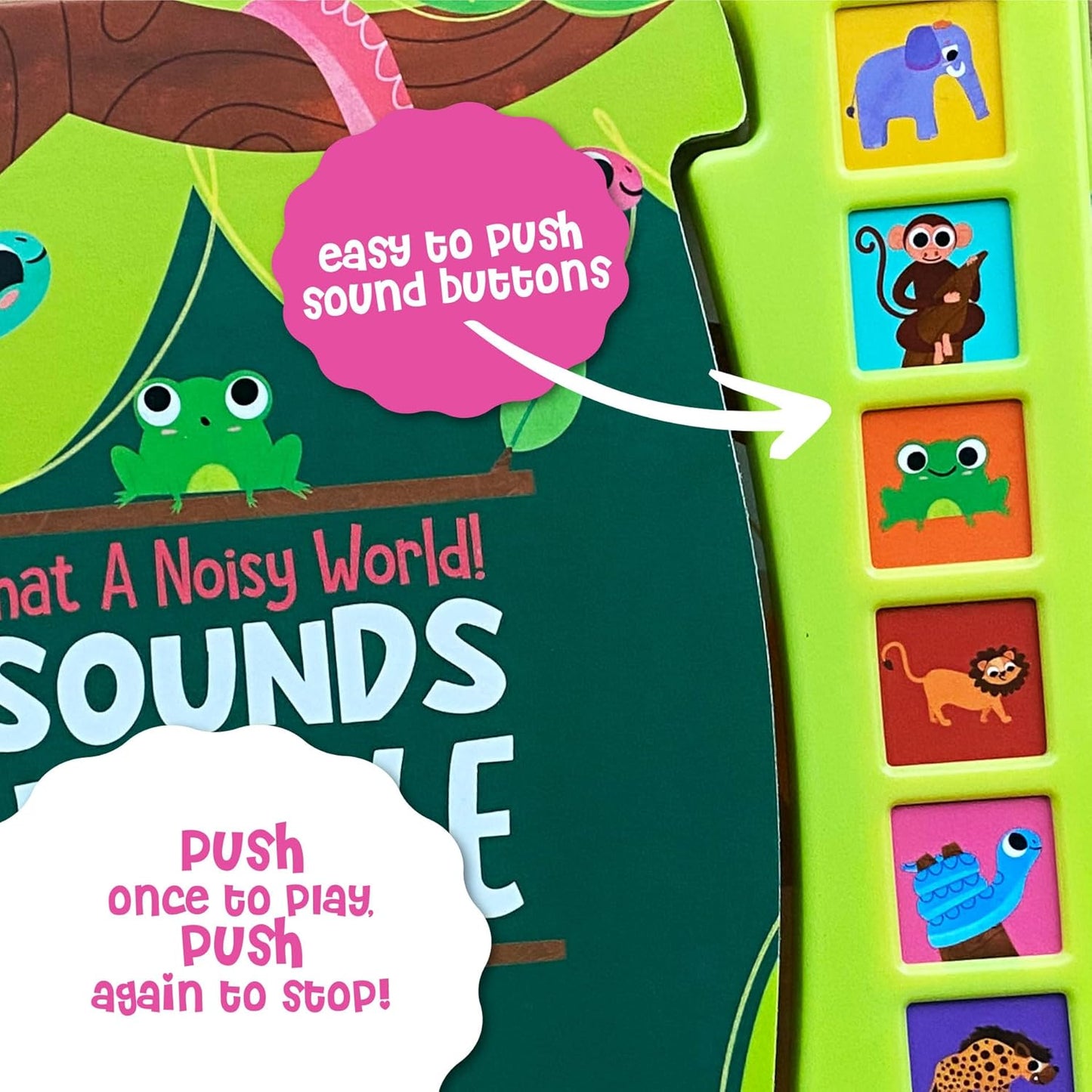 What A Noisy World - Sounds of Jungle - Auditory Interactive Books - Musical Toys for Toddlers 3-5 - Musical Book for Toddlers with 6 Different Sounds - Screen-Free Birthday Gifts