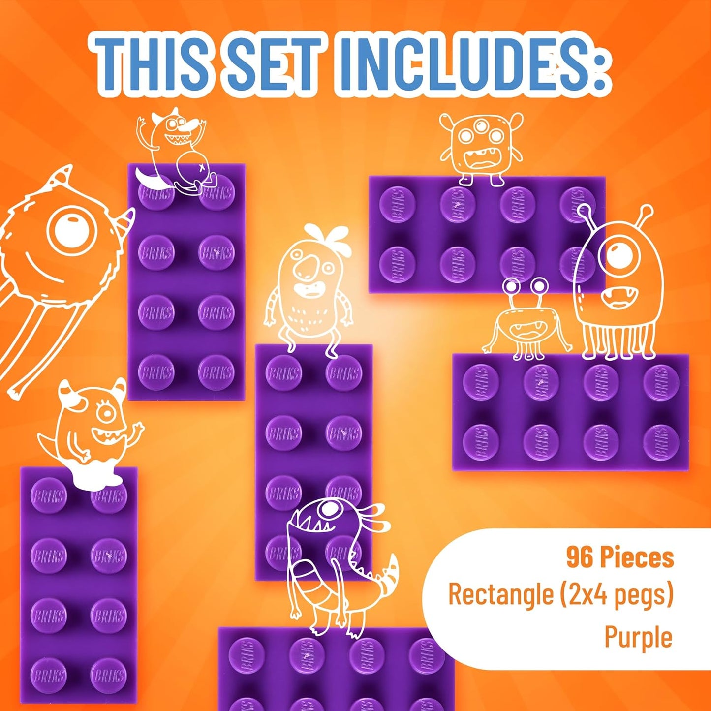 Strictly Briks Classic Bricks Starter Kit, Purple, 96 Pieces, 2x4 Studs, Building Creative Play Set for Ages 3 and Up, 100% Compatible with All Major Brick Brands