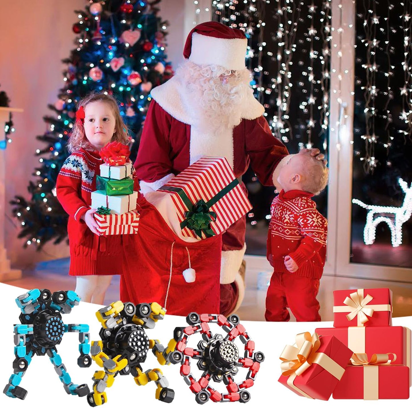 40 Pcs Deformable Robot Fidget Spinners - Transformable Fingertip Toys for Classroom Prizes, Christmas, Valentine Gifts - Goodie Bag, Stocking, Easter Basket Stuffers for Kids