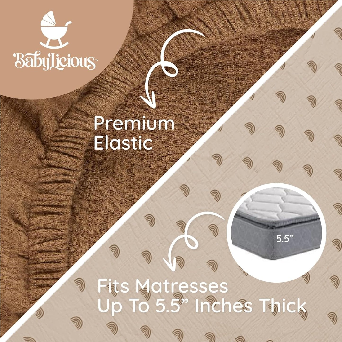 Muslin Crib Sheets 52"x28" - 2 Pack Cotton Fitted Crib Sheets for Boys & Girls - Baby Crib Sheets Neutral Sunset Design, Fits Standard Crib & Toddler Mattress