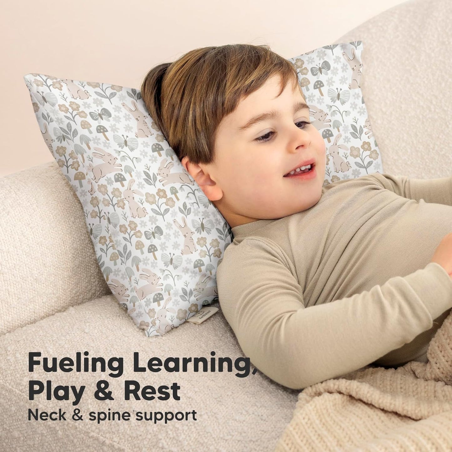 Toddler Pillow with Pillowcase - 13x18 My Little Cuddly Pillow, Viscose Derived From Bamboo Nursery Toddler Pillows for Sleeping,Kids Pillow, Small Travel Pillows, Mini Toddler Bed Pillow (Prairie)