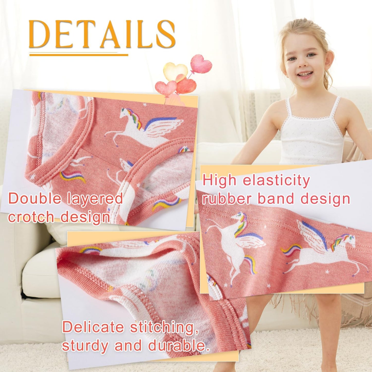 Finihen Girls Cotton Underwear Toddler Girls Panties Kids Briefs Multipacks.