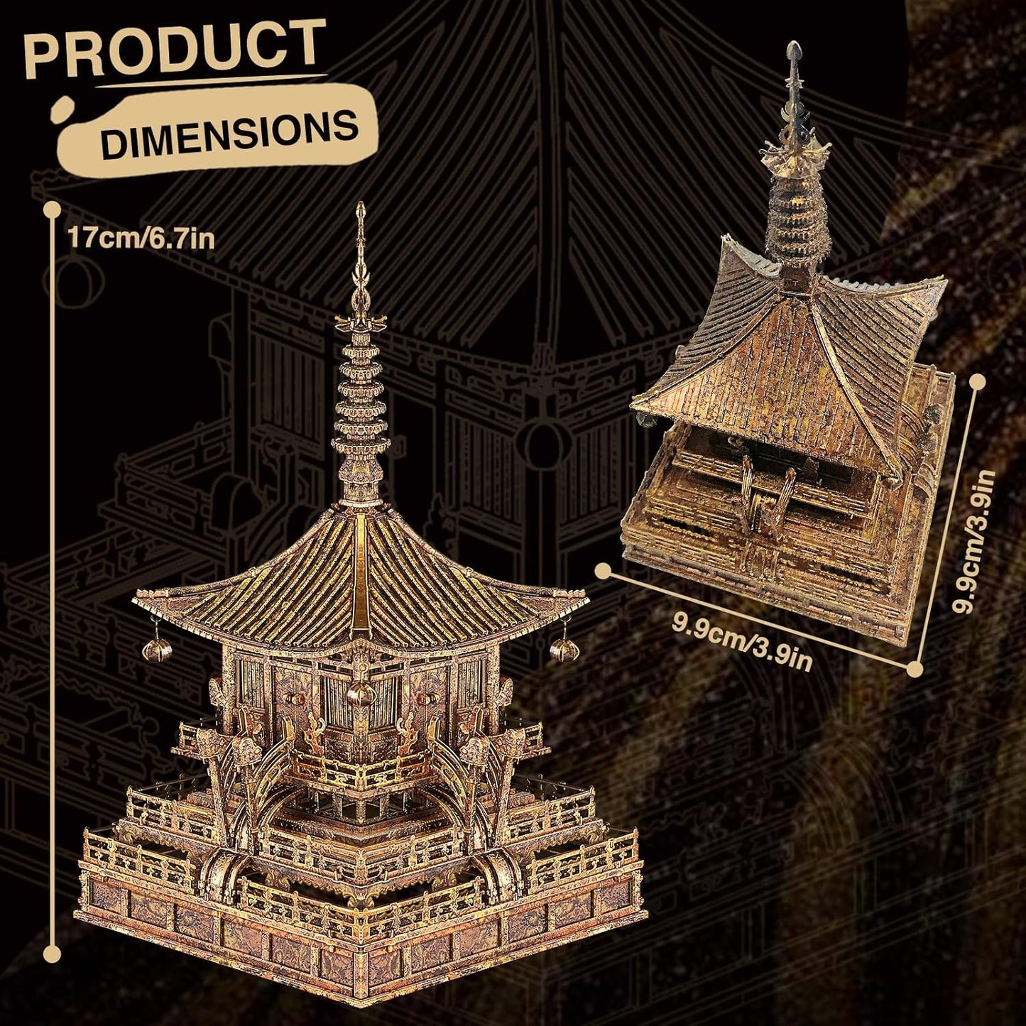 Piececool 3D Metal Puzzles for Adults, Buddha Indian Buddist Architecture Model Building Kits, Challenging 3D Metal Puzzles DIY Arts and Crafts Interesting Gifts for Dad Mother