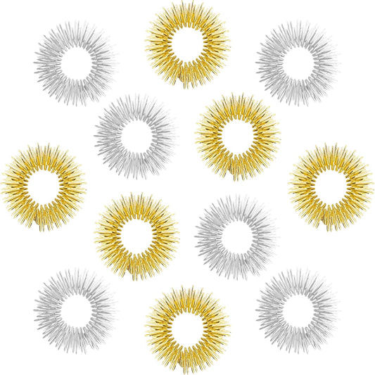 12 Pcs Fidget Rings Acupressure Rings Sensory Rings Trichotillomania Fidget Toys Stress Relief Toys Set Sensory Fidget Massager Ring for Fingers Stress Anxiety Relief(Silver and Gold)