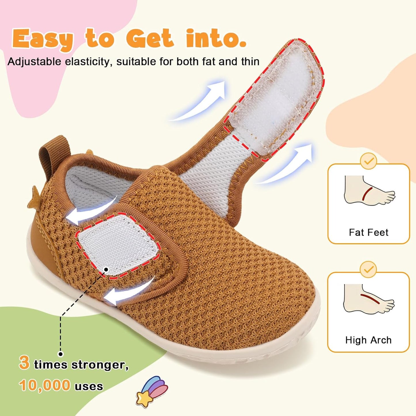 FEETCITY Baby Walking Shoes Barefoot Baby Shoes Infant Sneakers Newborn Crib Shoe Lightweight Flexible Slip On Shoe