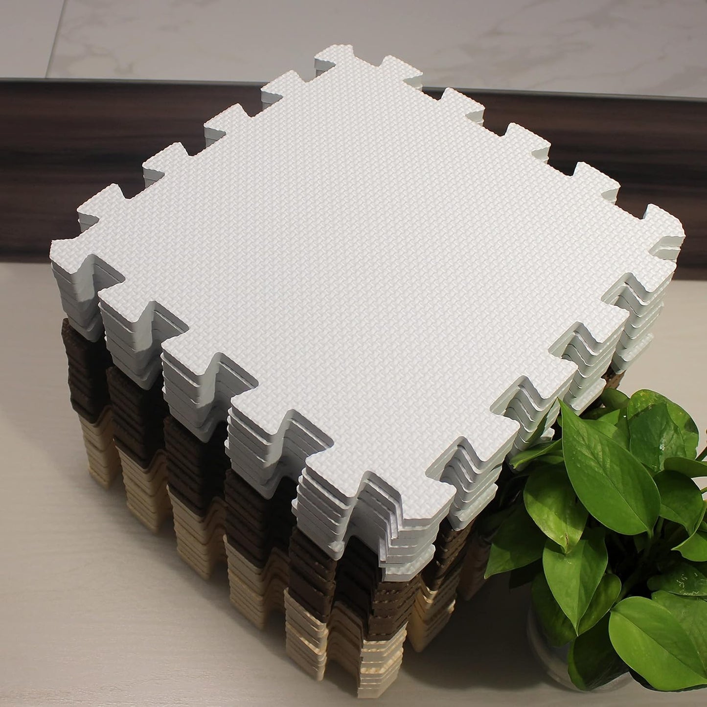 MQIAOHAM® 25 Pieces Puzzle Play Mats, Soft Baby Play Mat, Kids Interlocking Foam Floor Tiles, Toddlers Carpet Playmats G301025-101106110