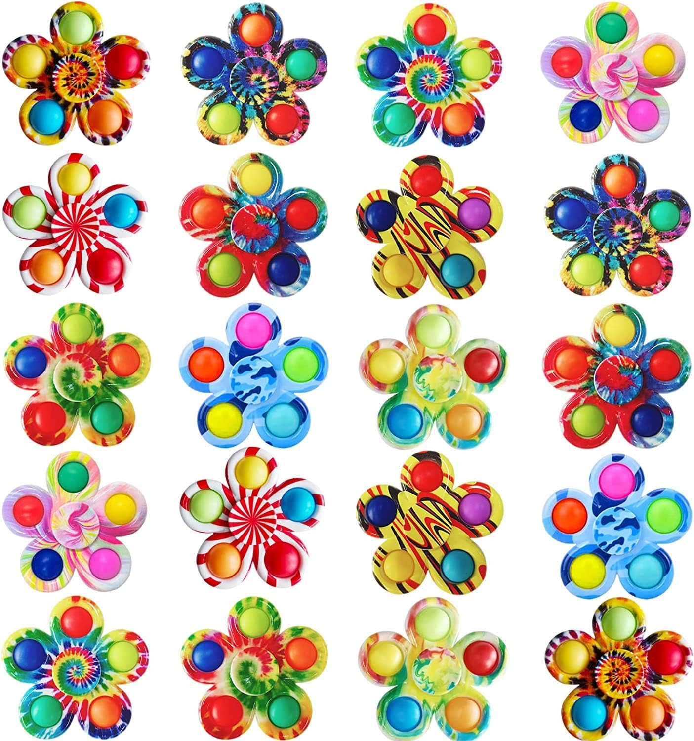 20 Pcs Pop Bubble Fidget Spinners for Party Favors, Hand Fidget Bulk Toys for Classroom Prizes, Halloween Christmas Valentine Gifts for Kids Goodie Bag Stocking Stuffers