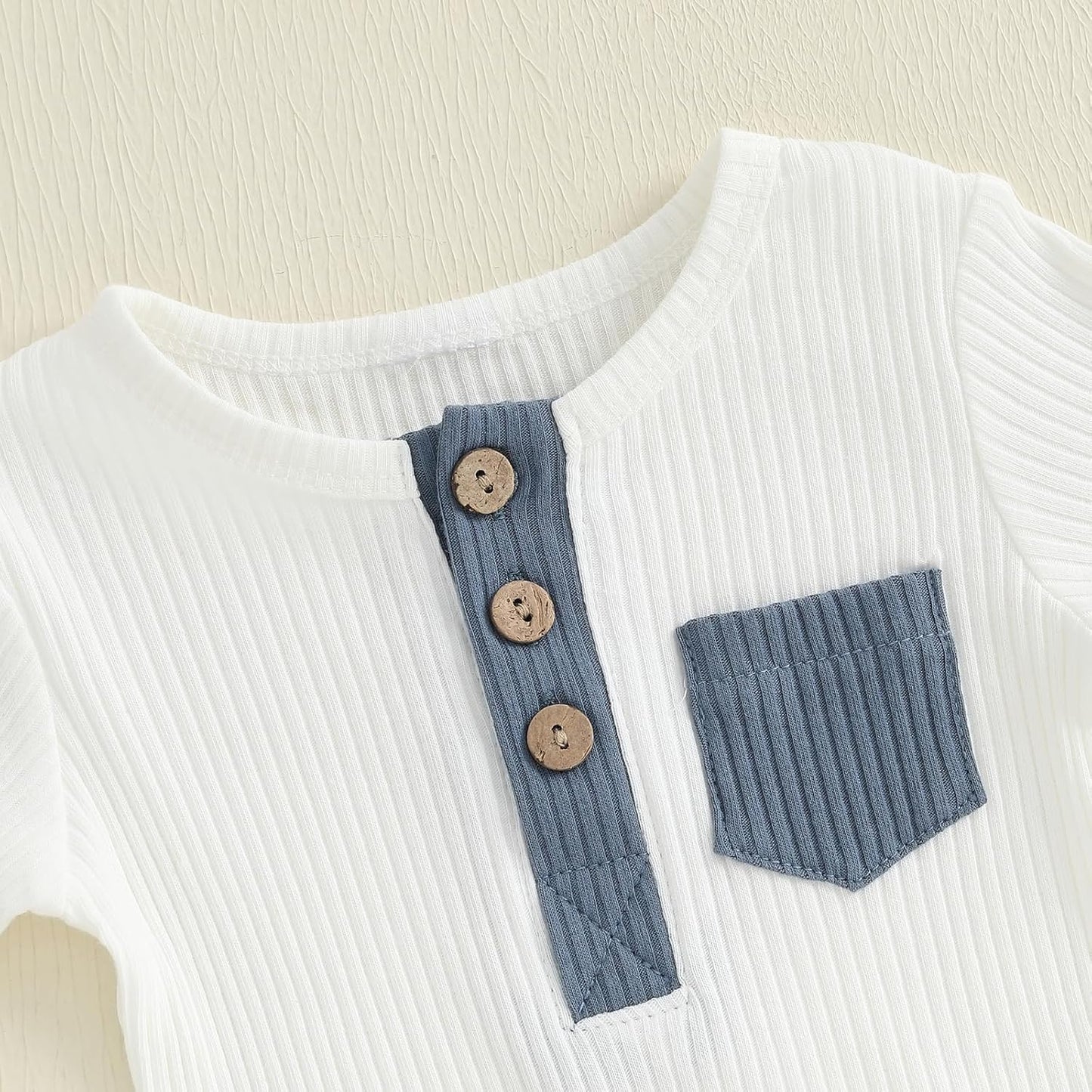 fhutpw Baby Boy Clothes 3 6 12 18 Months Ribbed Knitted Long Sleeve Romper and Pants Sets Newborn Fall Splicing Color Outfits