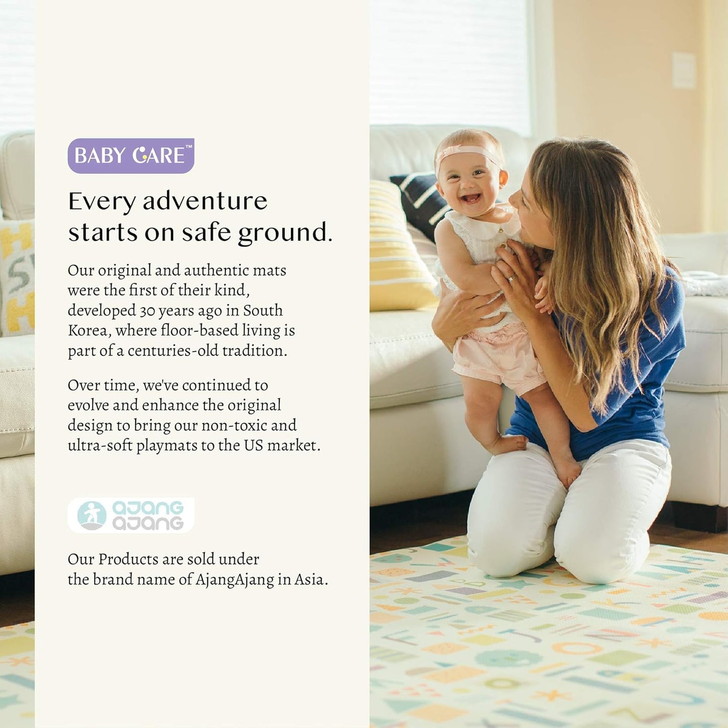 Baby Care Play Mat - Playful Collection (Busy Farm, Large) - Play Mat for Infants – Non-Toxic Baby Rug – Cushioned Baby Mat Waterproof Playmat – Reversible Double-Sided Kindergarten Mat