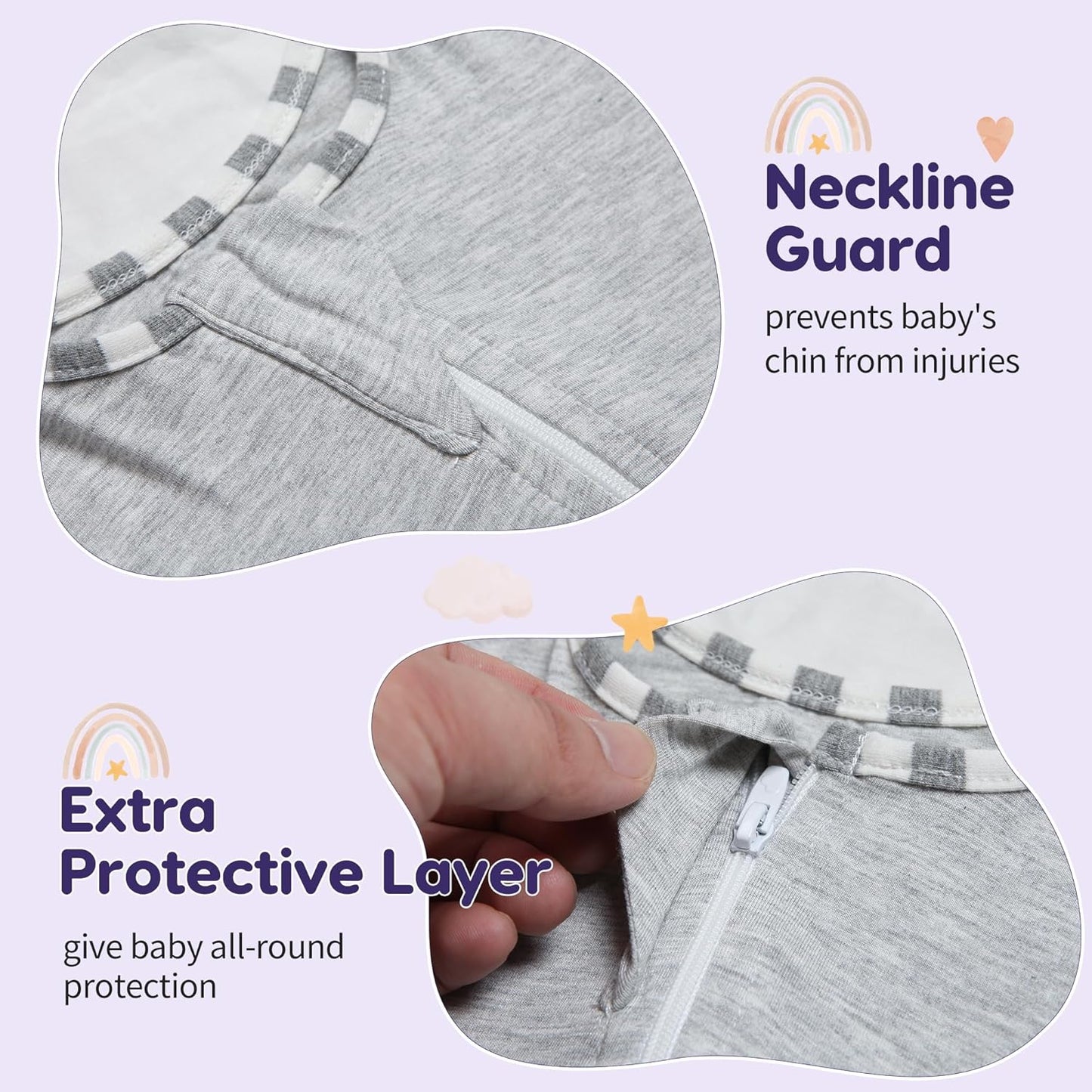 PuppyPaws Baby Sleep Sack 2-Pack Set, Transitional Swaddle, Sleep Sack 6-9 Months, Wearable Blanket Baby with 2-Way Zipper Summer, 95% Rayon derived from Bamboo, 5% Spandex