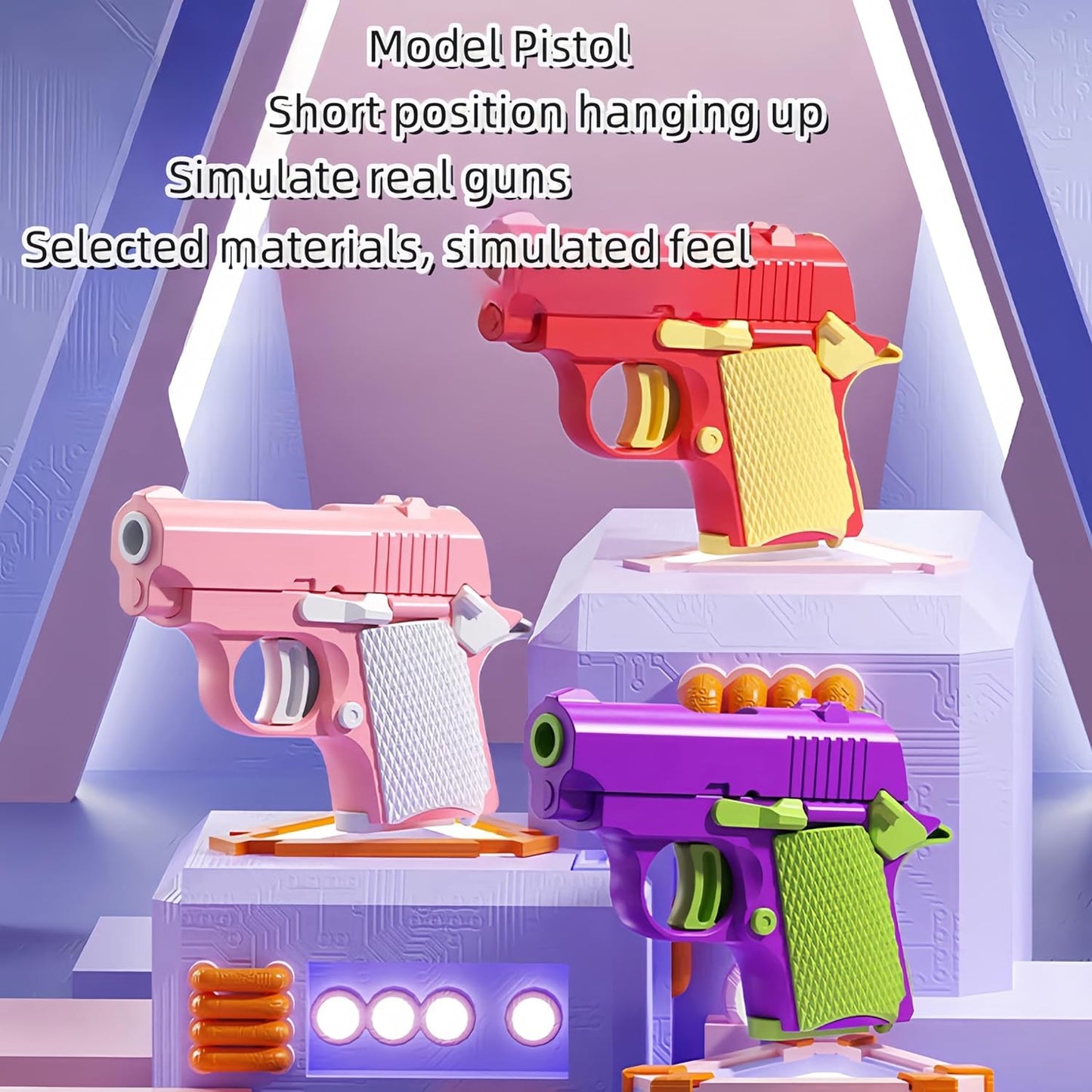 1911 3D Printed Small Pistol Toys,Suitable Toys for Adults and Kids, Stress Relief Pistol Toys for Adults, Suitable for Relieving ADHD, Anxiety, Best Gift for Adults and Kids (RedYellow)