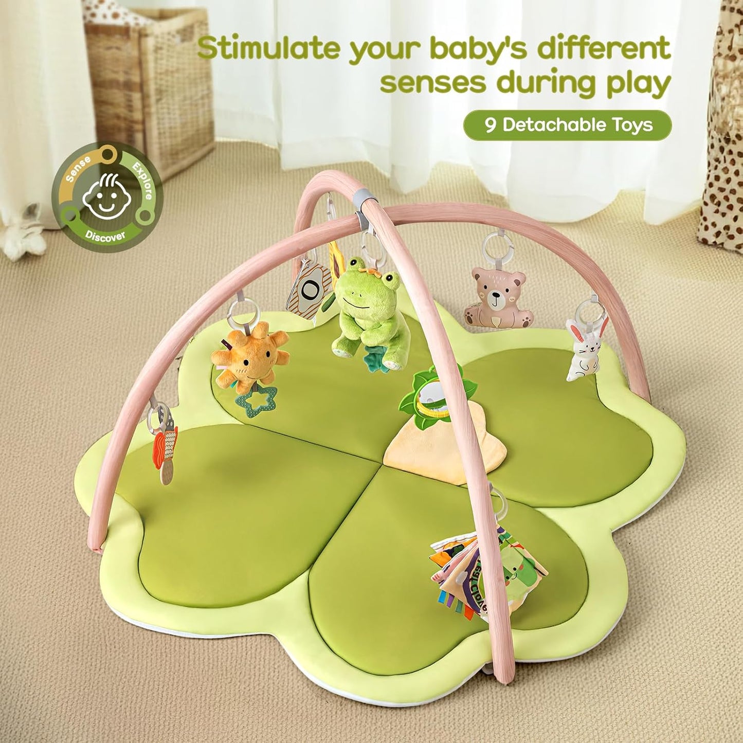 Baby Play Mat Activity Gym for Babies and Toddlers, Four-Leaf Clover Baby Play Gyms & Playmats for Babies
