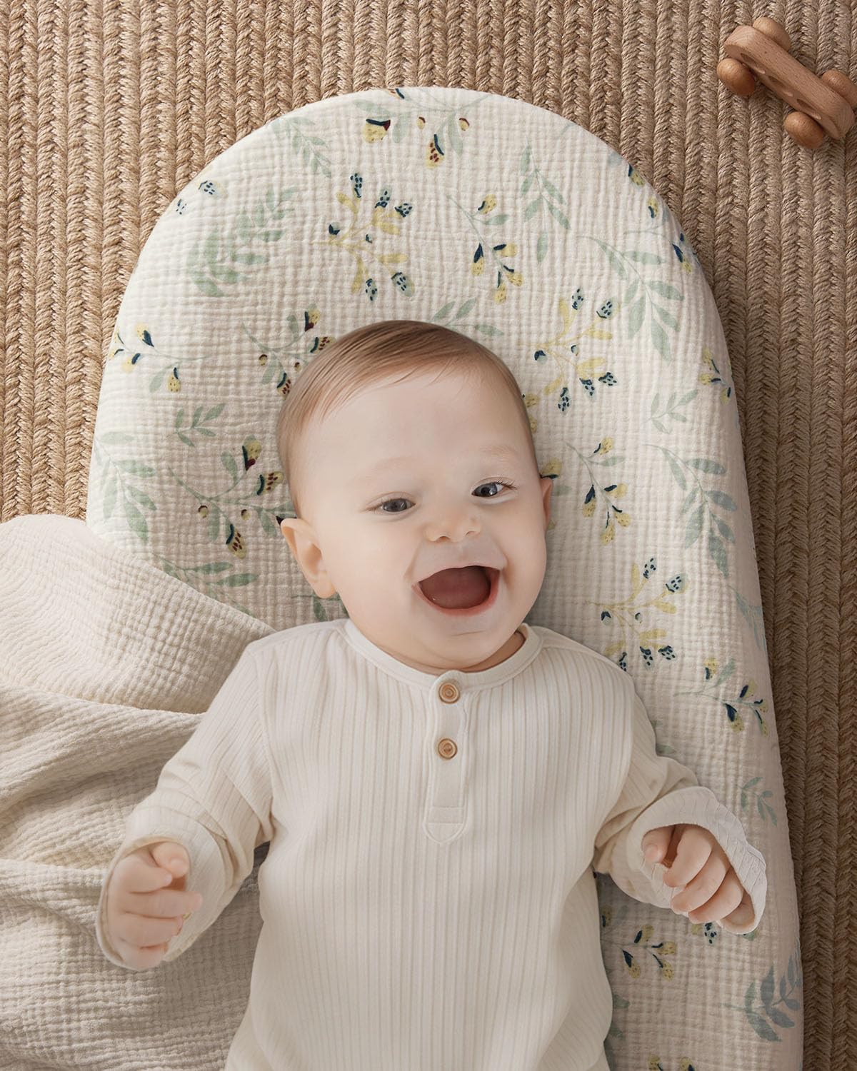 Blissful Diary Muslin Baby Changing Pad with Waterproof Lining Foam, Baby Changing Table Pad with Cover for Dressers (Botanical Leaf, Avocado)