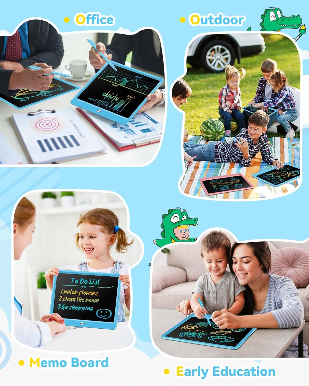 KOKODI LCD Writing Tablet, 16 Inch Colorful Toddler Doodle Board Drawing Tablet, Erasable Reusable Electronic Drawing Pads, Educational and Learning Toy for 3-6 Years Old Boy and Girls